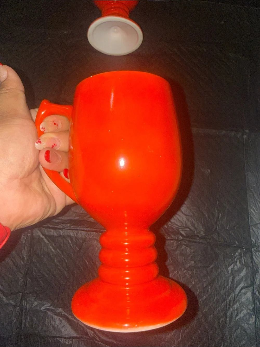Red Ceramic Stemmed Goblet - Stylish Dining Glassware